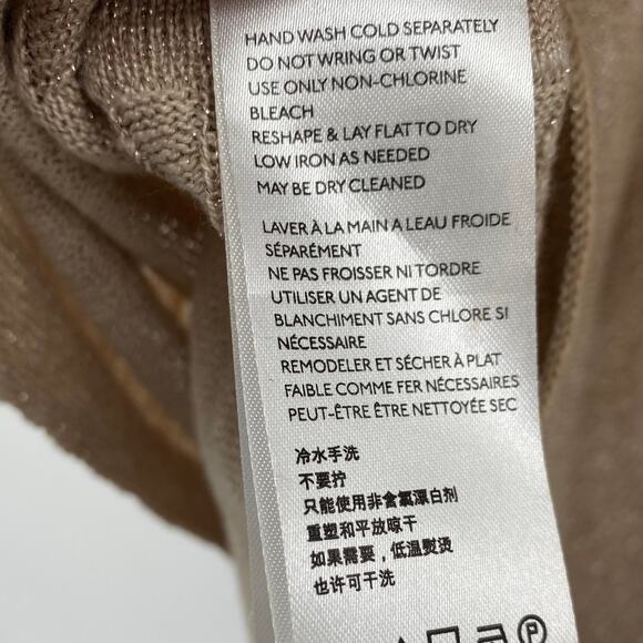 Anthropologie Alicia Metallic Shimmer Knit Top Oversize Cropped Linen Dolman XS - Picture 8 of 8
